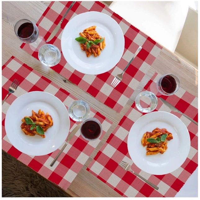Rosolly Checked Cotton Place Mats Sets (Red)