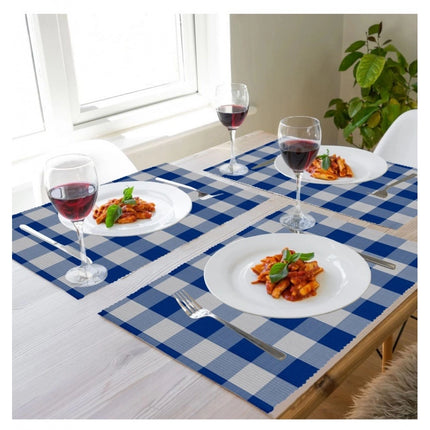 Rosolly Checked Cotton Place Mats Sets (Royal Blue)