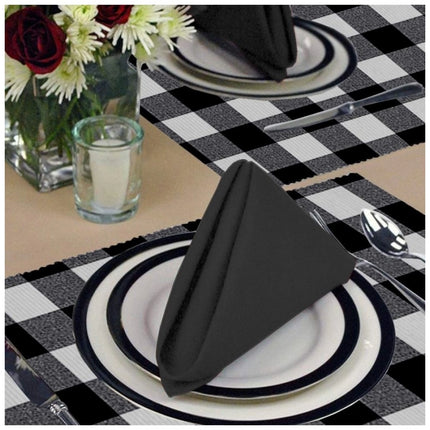 Rosolly Checked Cotton Place Mats Sets (Black)