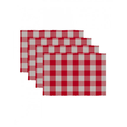 Rosolly Checked Cotton Place Mats Sets (Red)