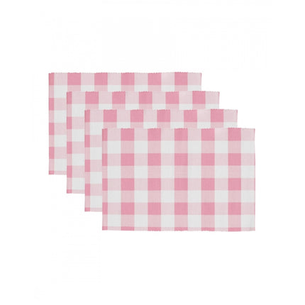Rosolly Checked Cotton Place Mats Sets (Pink)