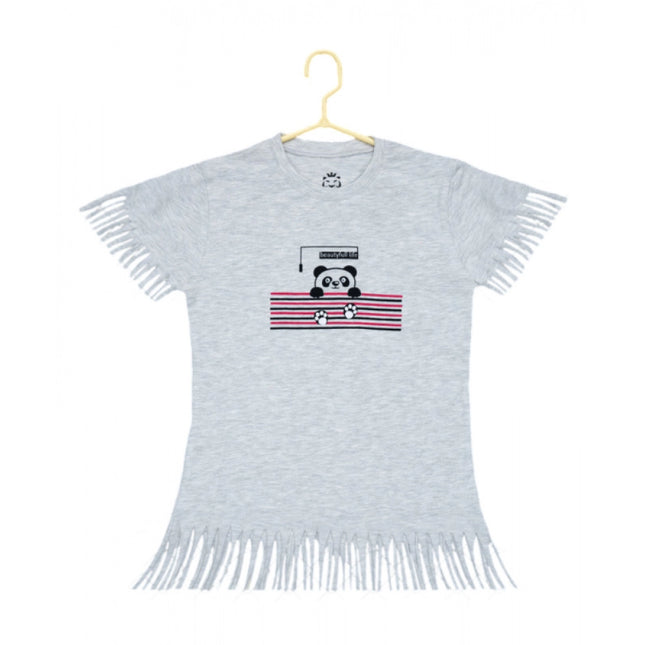 Rosolly Girl's Casual Short Sleeve Printed Cotton T Shirt (Grey)