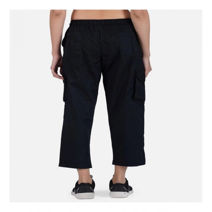 Rosolly Women's Casual Cotton Solid Cargo Pants (Black)