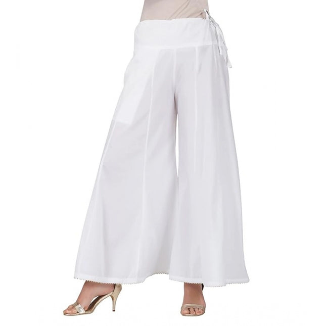 Rosolly Women's Casual Cotton Solid Palazzo (White)