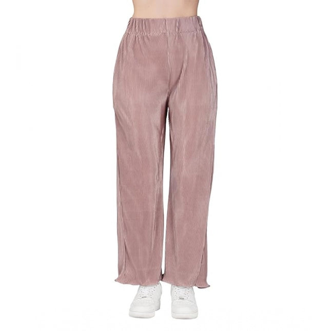 Rosolly Women's Casual Cotton Blend Striped Bottomwear (Pink)