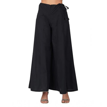 Rosolly Women's Casual Cotton Solid Palazzo (Black)