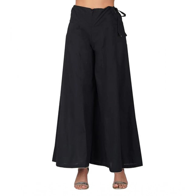 Rosolly Women's Casual Cotton Solid Palazzo (Black)