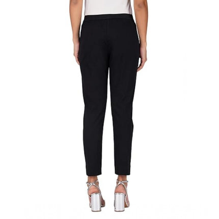 Rosolly Women's Casual Cotton Lycra Solid Trouser Pants (Black)