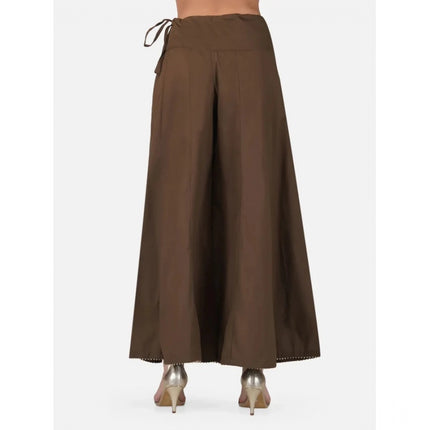 Rosolly Women's Casual Cotton Solid Palazzo (Brown)