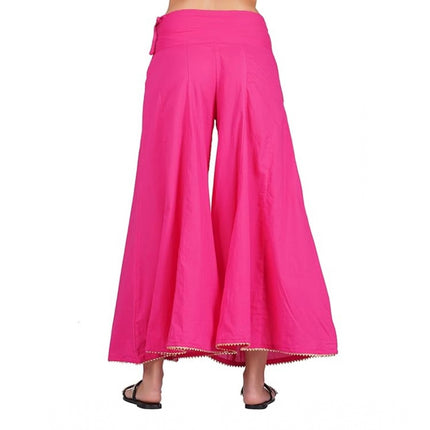 Rosolly Women's Casual Cotton Solid Palazzo (Pink)