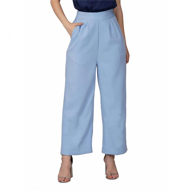 Rosolly Women's Casual Cotton Solid Pants (Sky Blue)