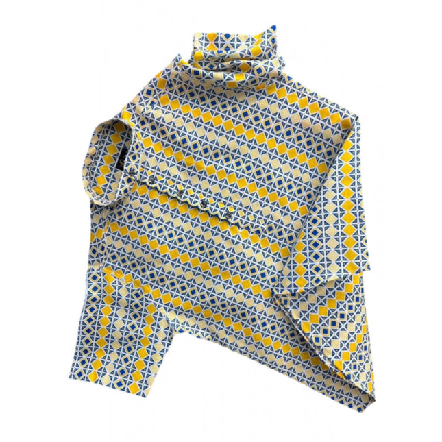 Rosolly Men's Casual Short Sleeve Printed Cotton Blended Shirt (Yellow)