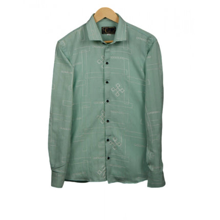 Rosolly Men's Casual Full Sleeve Printed Cotton Blended Shirt (Green)