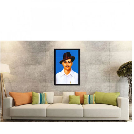 Rosolly Bhagat Singh Painting with Synthetic Photo Frame (Multicolor)