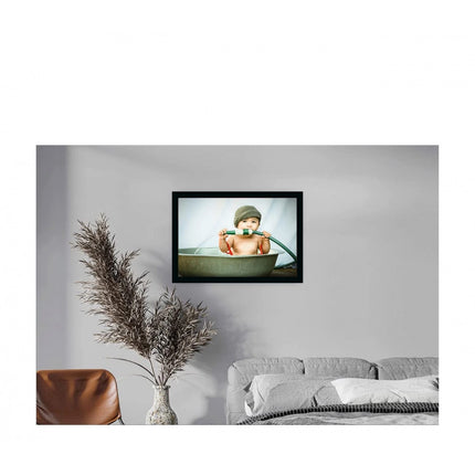 Rosolly Baby Photo Painting with Synthetic Photo Frame (Multicolor)