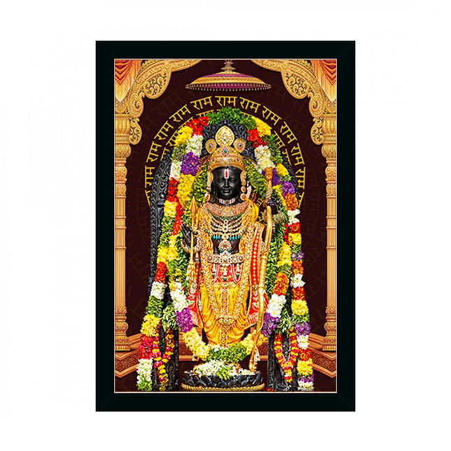Rosolly Ayodhya ram lalla Painting with Synthetic Photo Frame (Multicolor)