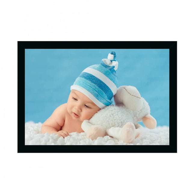 Rosolly Baby Photo Painting with Synthetic Photo Frame (Multicolor)
