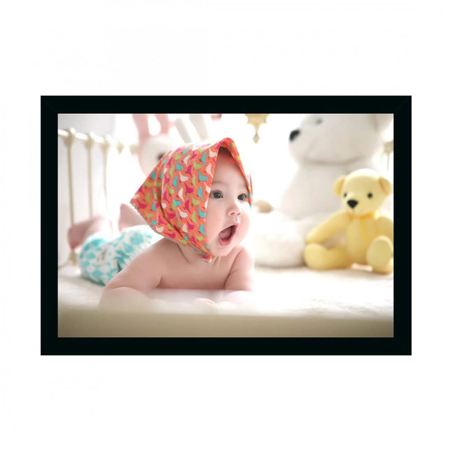 Rosolly Baby Photo Painting with Synthetic Photo Frame (Multicolor)