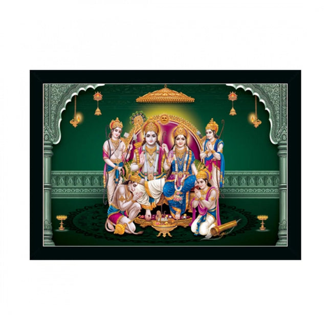 Rosolly Ayodhya Ram Mandir Painting with Synthetic Photo Frame (Multicolor)