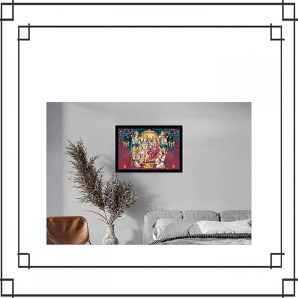 Rosolly Ayodhya Ram Mandir Painting with Synthetic Photo Frame (Multicolor)