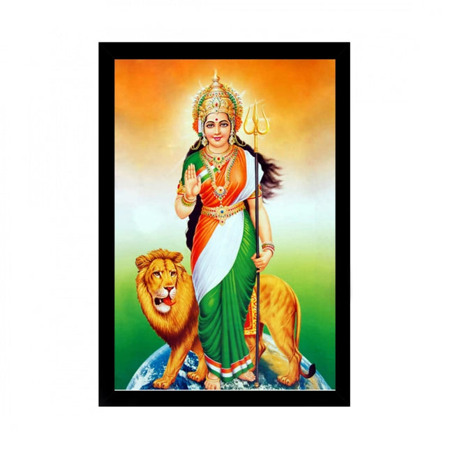 Rosolly Bharat Mata Painting with Synthetic Photo Frame (Multicolor)