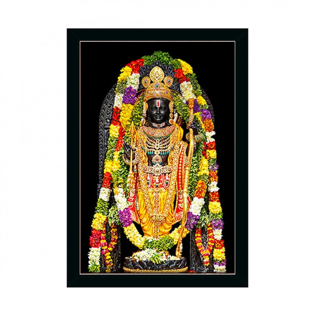 Rosolly Ayodhya ram lalla Painting with Synthetic Photo Frame (Multicolor)