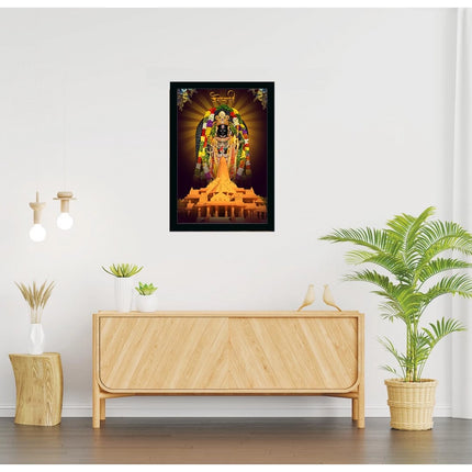 Rosolly Ayodhya ram lalla Painting with Synthetic Photo Frame (Multicolor)