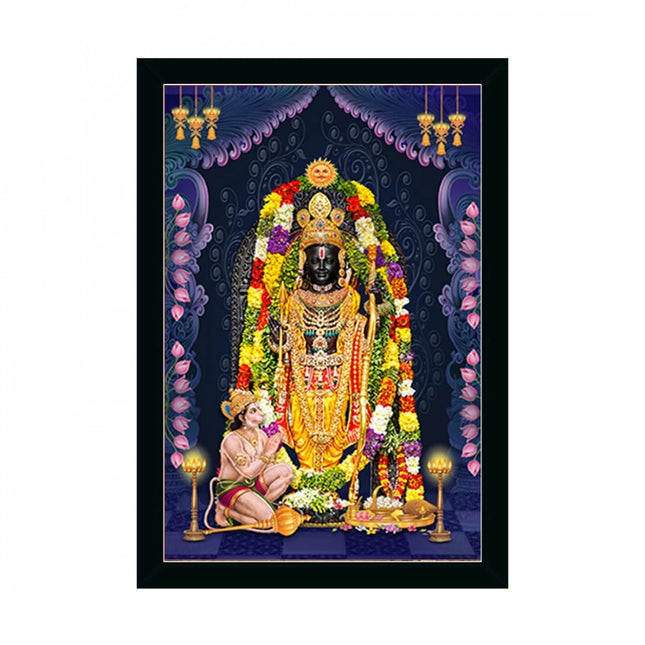 Rosolly yodhya ram lalla Painting with Synthetic Photo Frame (Multicolor)