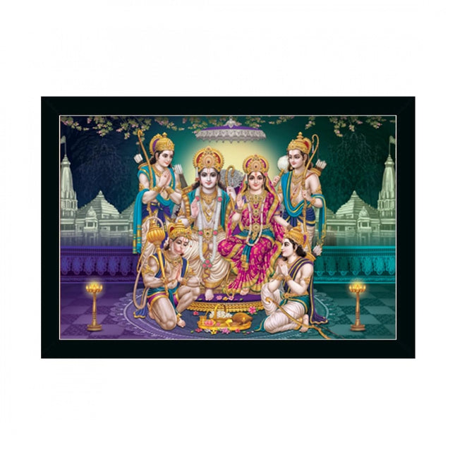 Rosolly Ayodhya Ram Mandir Painting with Synthetic Photo Frame (Multicolor)