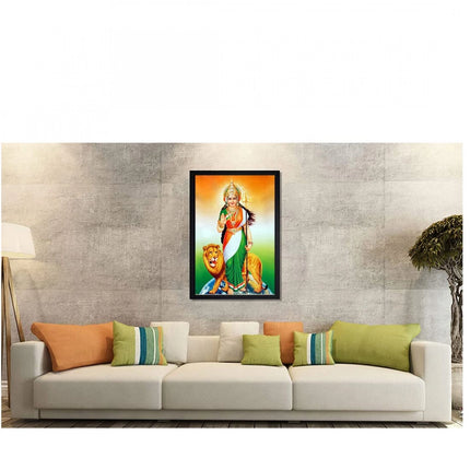 Rosolly Bharat Mata Painting with Synthetic Photo Frame (Multicolor)