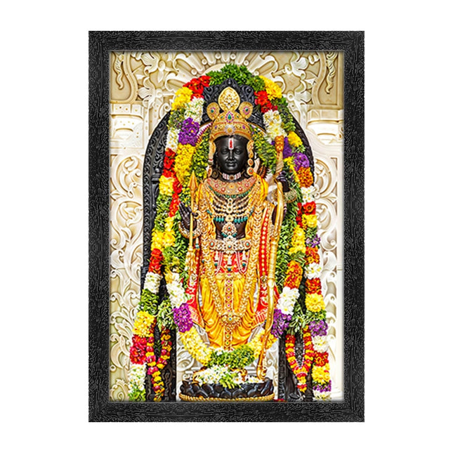Rosolly Ayodhya ram lalla Painting with Synthetic Photo Frame (Multicolor)