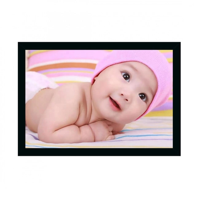 Rosolly Baby Photo Painting with Synthetic Photo Frame (Multicolor)