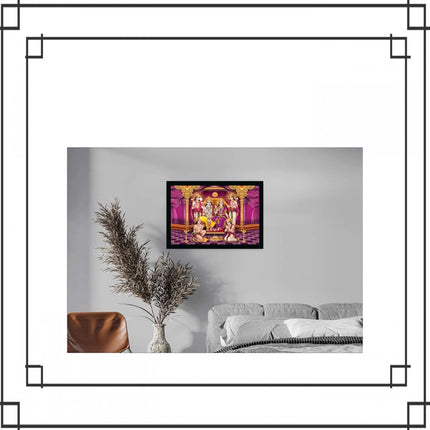 Rosolly Ayodhya Ram Mandir Painting with Synthetic Photo Frame (Multicolor)