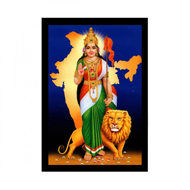 Rosolly Bharat Mata Painting with Synthetic Photo Frame (Multicolor)