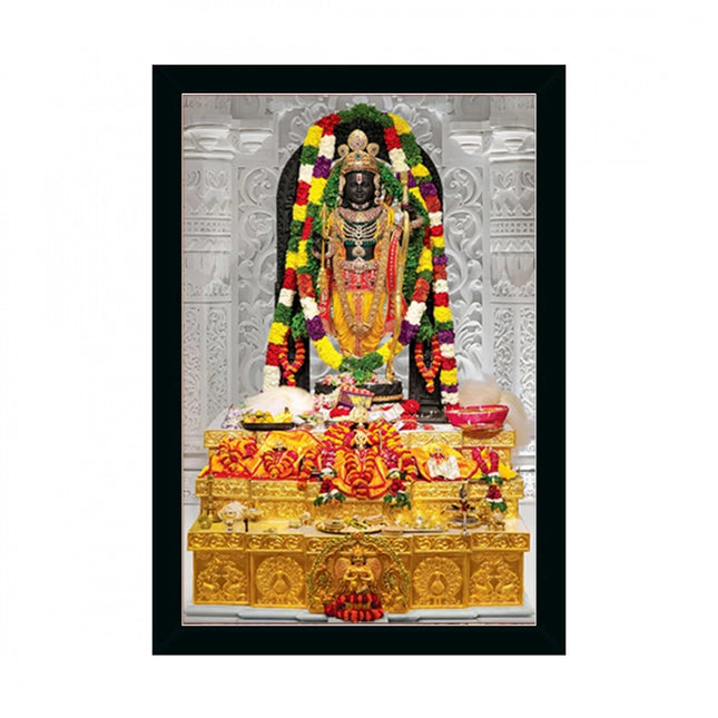 Rosolly Ayodhya ram lalla Painting with Synthetic Photo Frame (Multicolor)