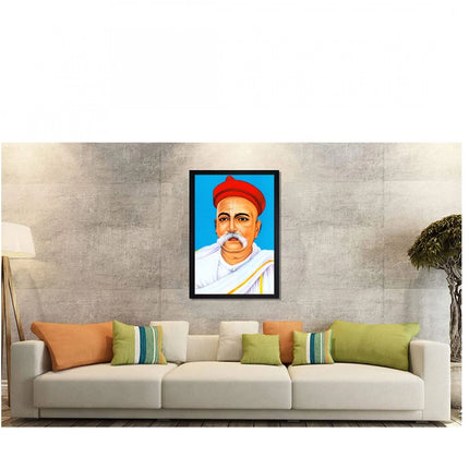 Rosolly Bal Gangadhar Tilak Painting with Synthetic Photo Frame (Multicolor)