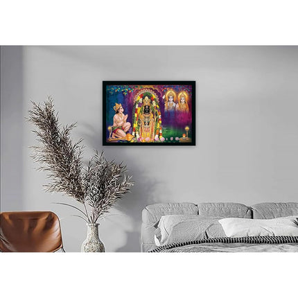 Rosolly Ayodhya ram lalla Painting with Synthetic Photo Frame (Multicolor)