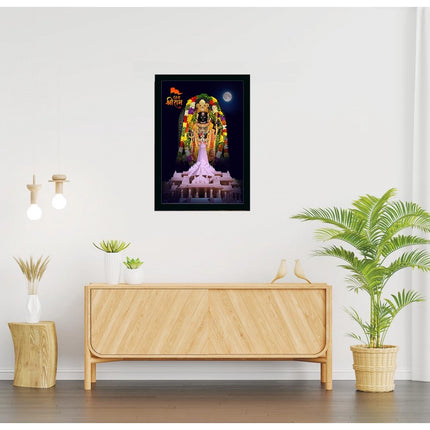 Rosolly Ayodhya ram lalla Painting with Synthetic Photo Frame (Multicolor)