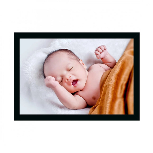 Rosolly Baby Photo Painting with Synthetic Photo Frame (Multicolor)
