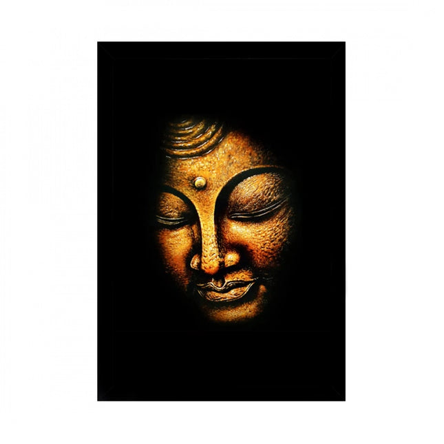 Rosolly Buddha Painting with Synthetic Photo Frame (Multicolor)
