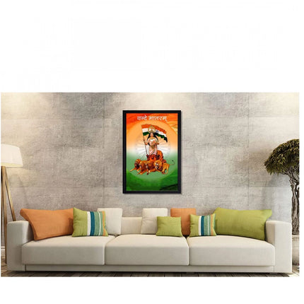 Rosolly Bharat Mata Painting with Synthetic Photo Frame (Multicolor)