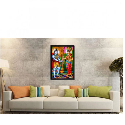 Rosolly Annapurna Devi Painting with Synthetic Photo Frame (Multicolor)