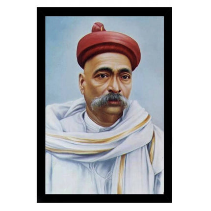 Rosolly Bal Gangadhar Tilak Painting with Synthetic Photo Frame (Multicolor)