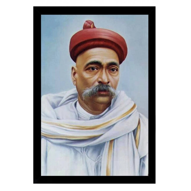 Rosolly Bal Gangadhar Tilak Painting with Synthetic Photo Frame (Multicolor)