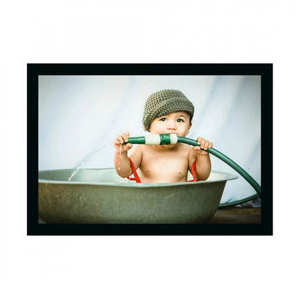 Rosolly Baby Photo Painting with Synthetic Photo Frame (Multicolor)
