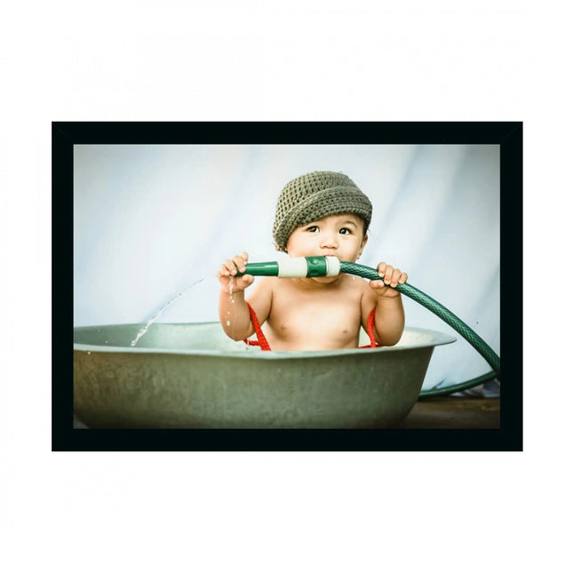 Rosolly Baby Photo Painting with Synthetic Photo Frame (Multicolor)