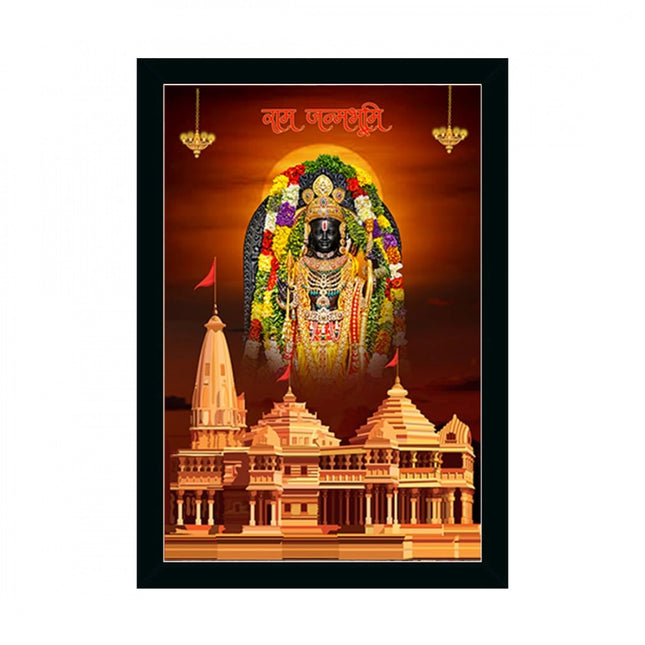 Rosolly Ayodhya ram lalla Painting with Synthetic Photo Frame (Multicolor)