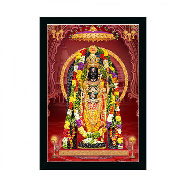 Rosolly Ayodhya ram lalla Painting with Synthetic Photo Frame (Multicolor)