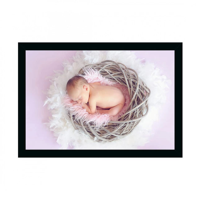 Rosolly Baby Photo Painting with Synthetic Photo Frame (Multicolor)