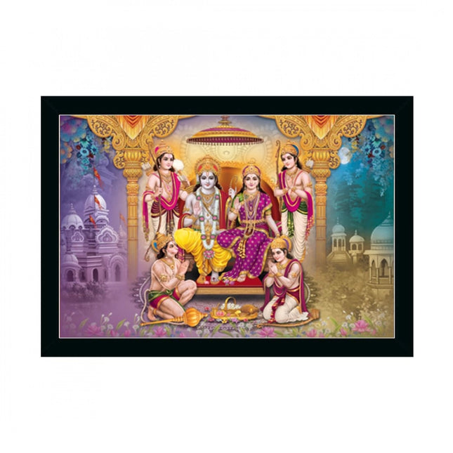 Rosolly Ayodhya Ram Mandir Painting with Synthetic Photo Frame (Multicolor)